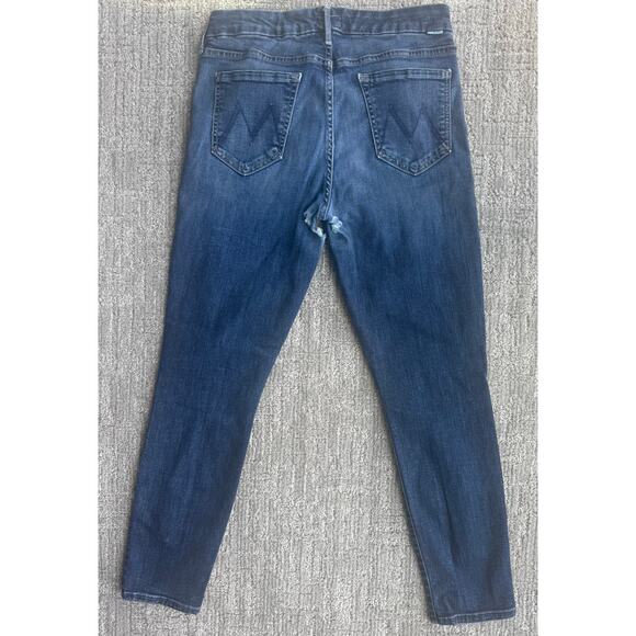 Mother The Looker Crop 5 Pocket Blue Jeans Damaged 29 on the edge large denim - Picture 2 of 10